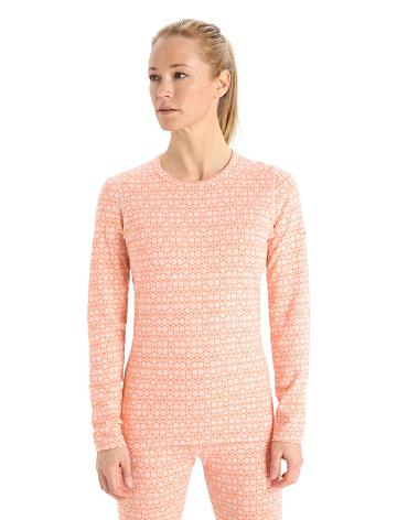 Snow / Flash Women's Icebreaker Merino 250 Vertex Long Sleeve Crewe Alpine Geo Base Layers | USA 1831ILHS